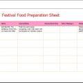 Festival Food Preparation Sheet