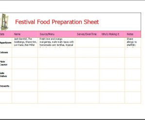 Festival Food Preparation Sheet