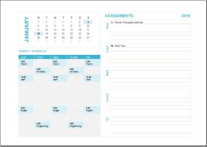 Homework assignment planner template for EXCEL
