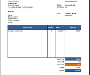 Music Performance Invoice