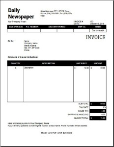 Newspaper Subscription Invoice