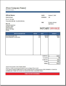 Notary Invoice Template for EXCEL