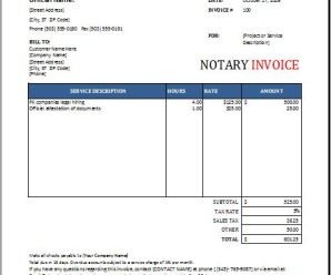 Notary invoice