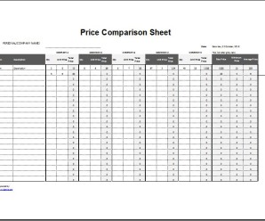 Price Comparison Sheet