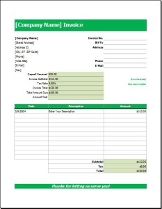 Wedding Services Invoice for EXCEL