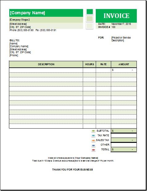 Yard Services Invoice for EXCEL