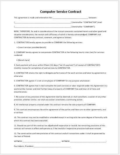 Computer Service Contract