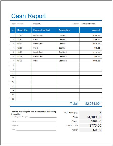Cash Log Templates for MS Excel | Excel Templates