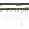 Car Rental Record Sheet