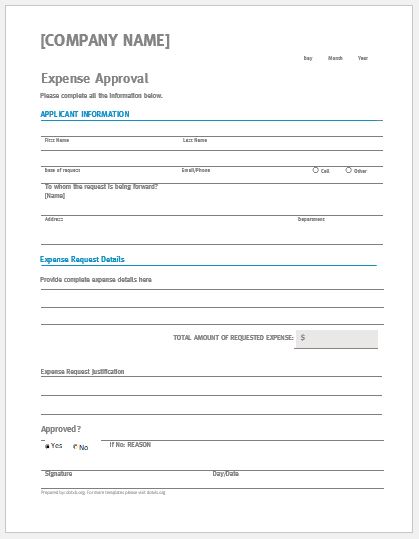 Business Expense Approval Form Template doc Word 