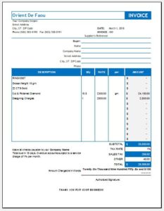 Jewelry invoice template