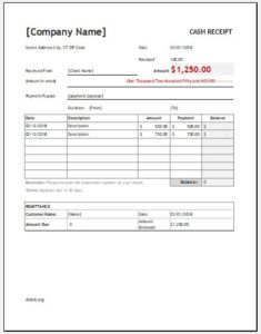 Cash Receipt Template