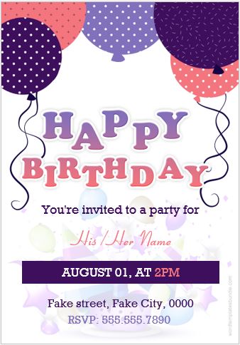 Sample Card for Birthday Invitations