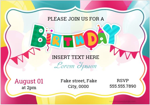 10 Birthday Invitation Cards for MS Word Users Word