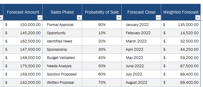 Sales Forecast Tracker for Small Business