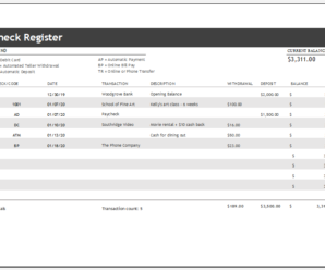 Checkbook Register Template