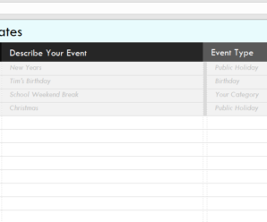 Family Event Calendar Template for Excel