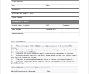 Security Deposit Forms